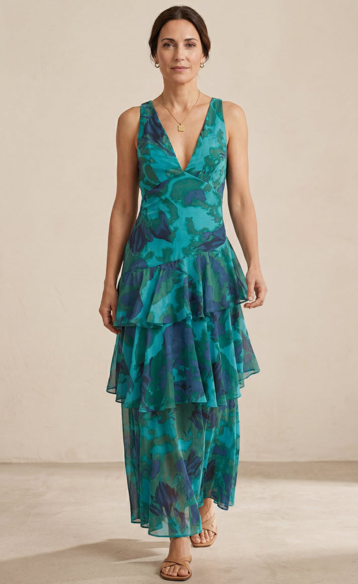 Dominique | V-Neck Chiffon Dress
