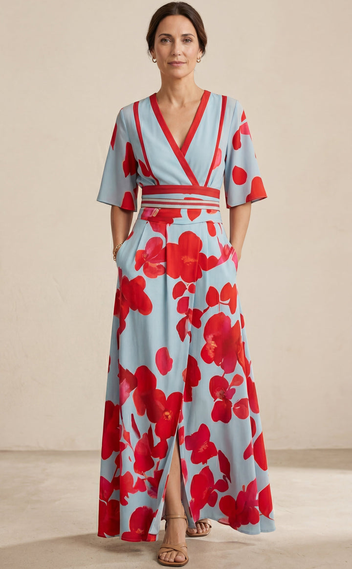 Valerie | Elegant Deep V-Neck Long Dress