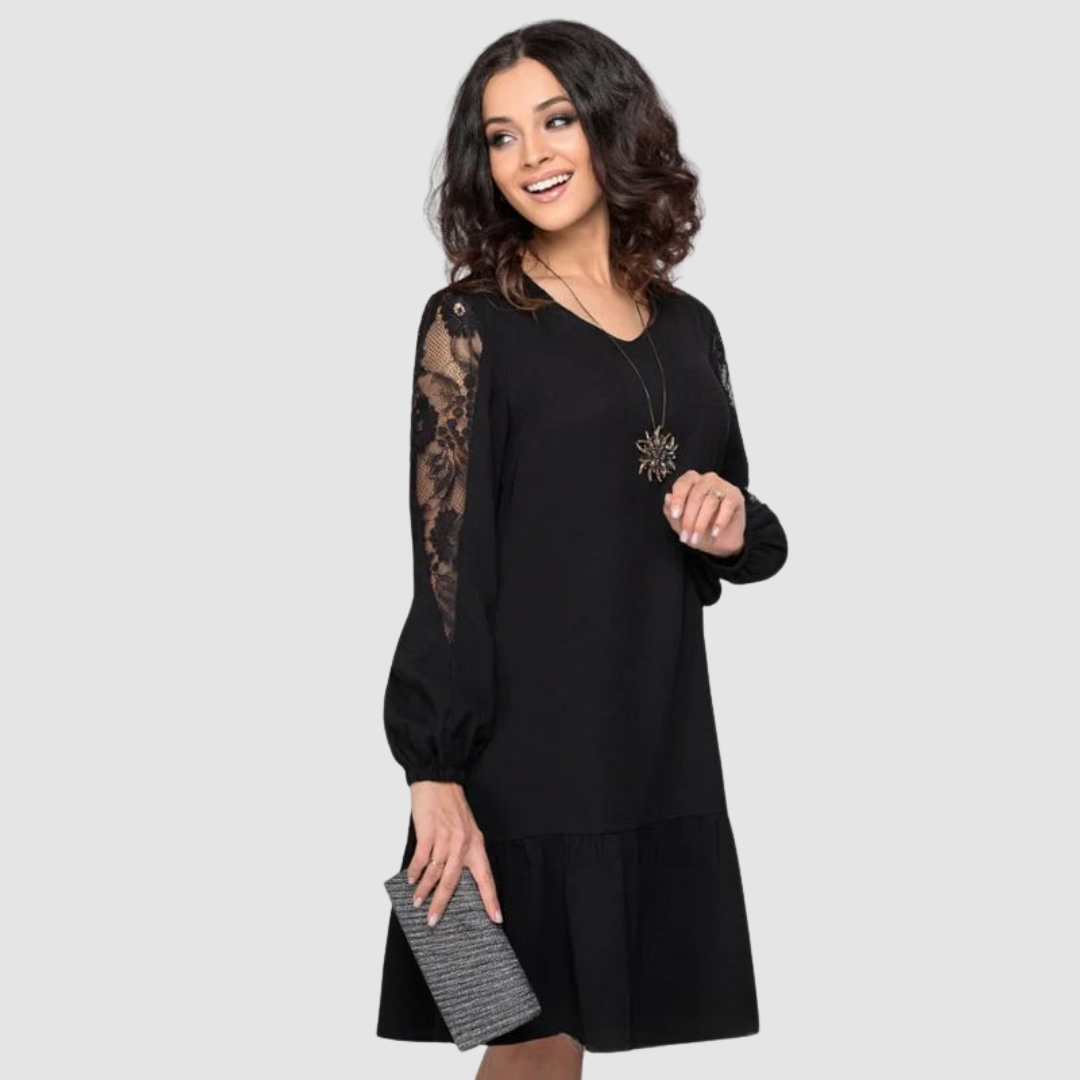 Mina | Elegant Lace Sleeve Midi Dress