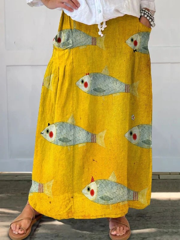 Marisol | Fish Art Pocket Skirt