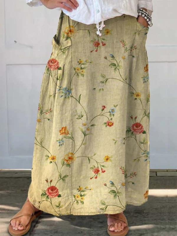Clementine | Elegant Floral Pocket Skirt