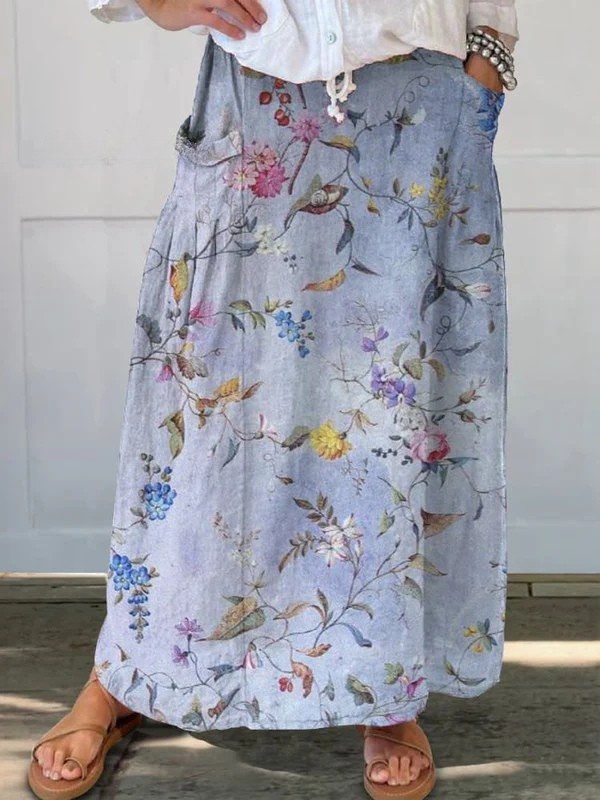 Delphine | Blue Print Pocket Skirt