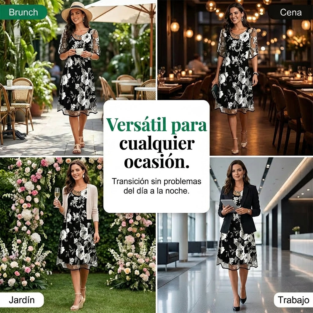 Ella | Elegant Floral Chiffon Dress
