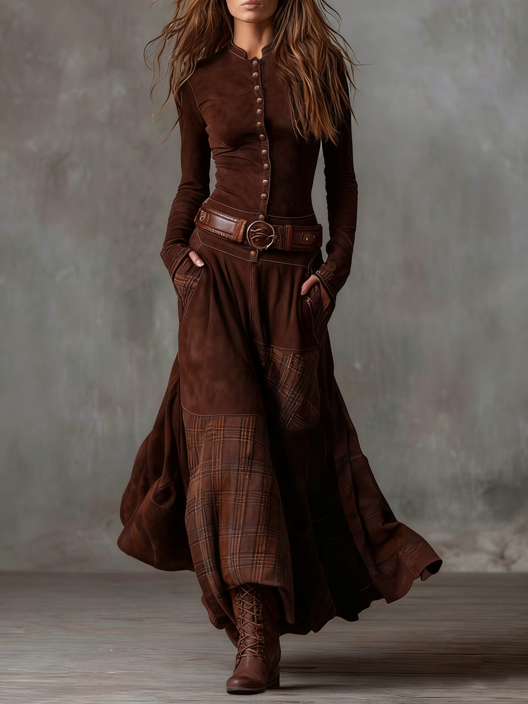 Izabella | Suede Maxi Dress