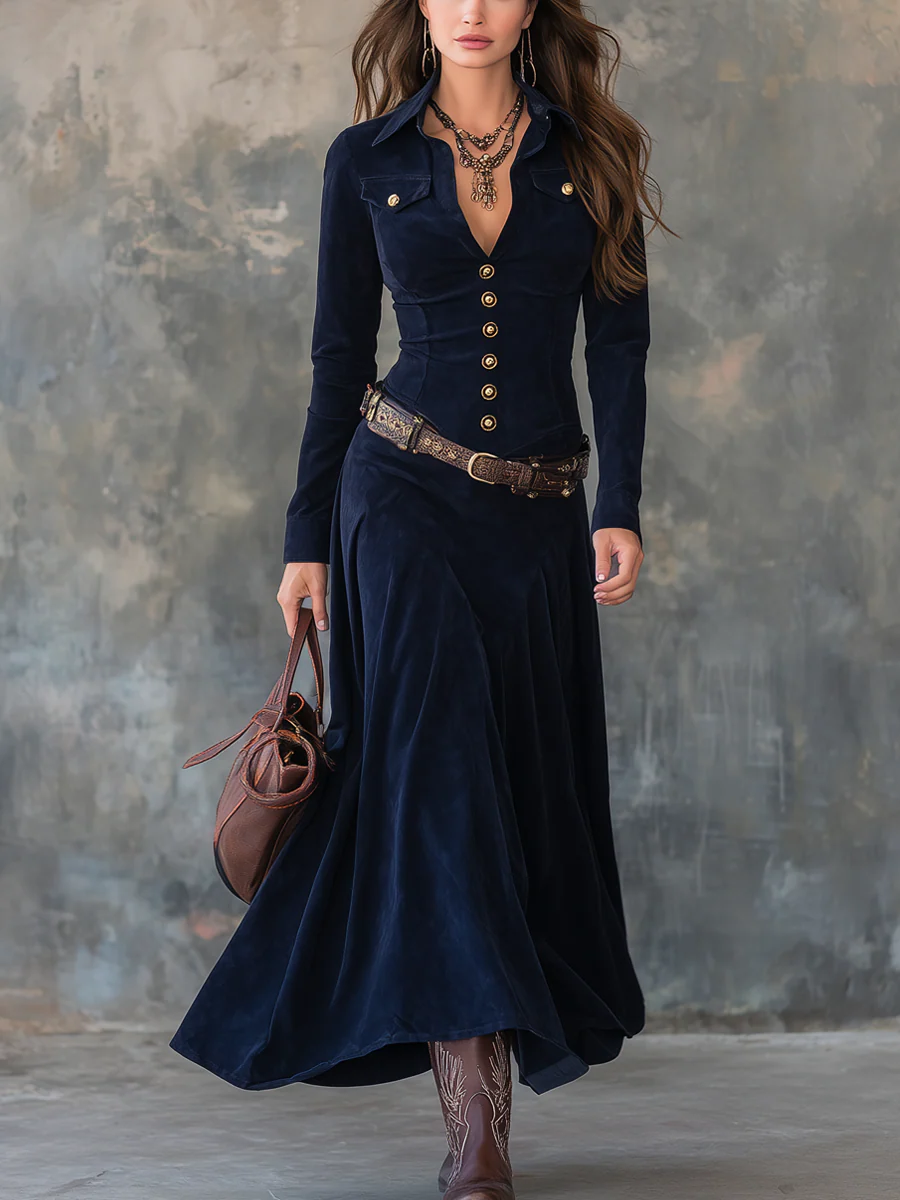 Mavis | Elegant Suede Maxi Dress