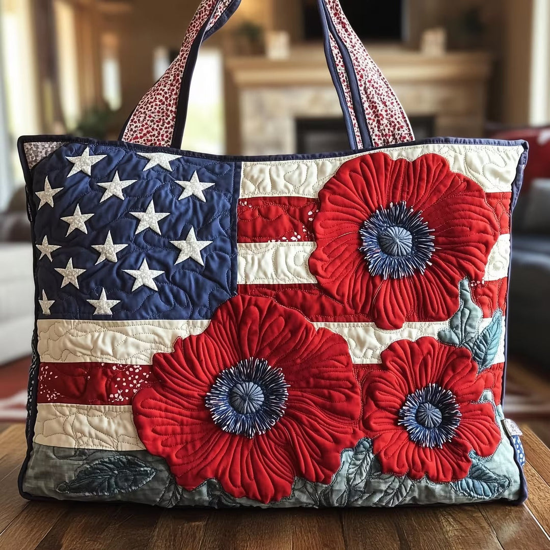 Poppy Flower | Quilted Tote Bag