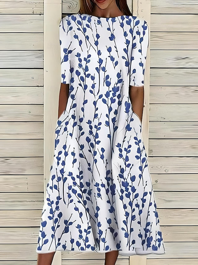 Grace | Flowy Floral Print Midi Dress