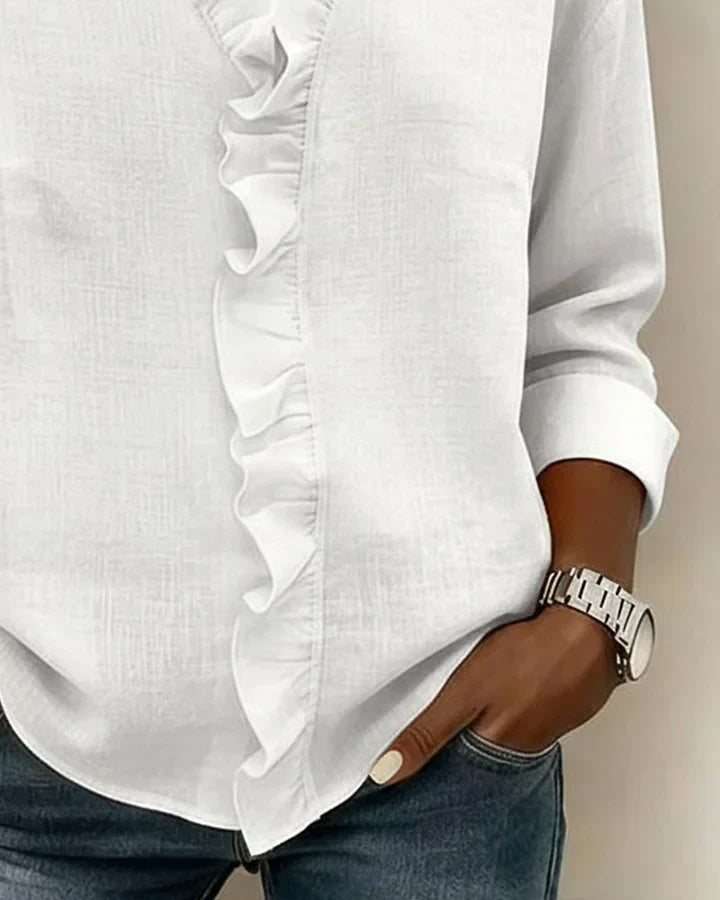 Aletta | Elegant and Flattering Ruffled Blouse with V-Neck