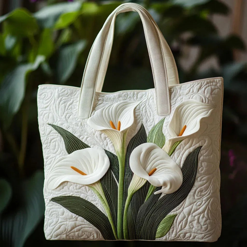 Calla Lily Motif | Quilted Tote Bag