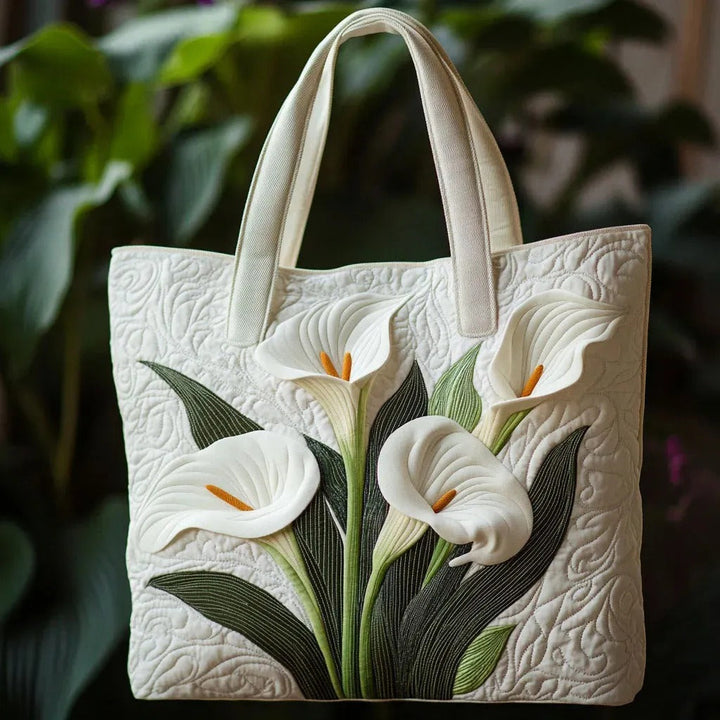 Calla Lily Motif | Quilted Tote Bag