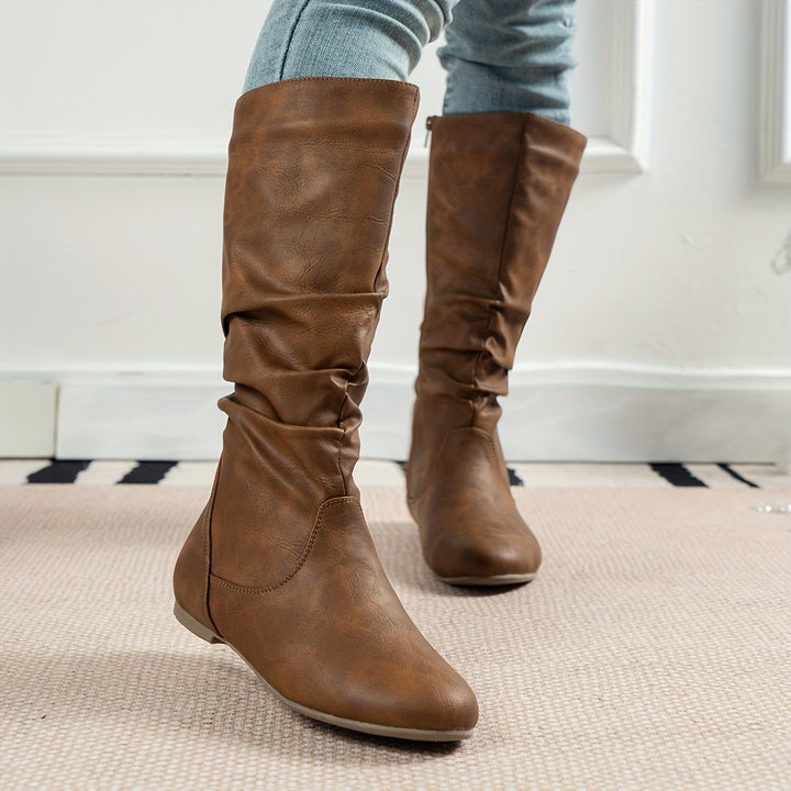 Moniek - Round Toe French Heel Boots