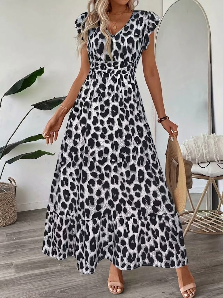 Serena | Baroque V-Neck Maxi Dress