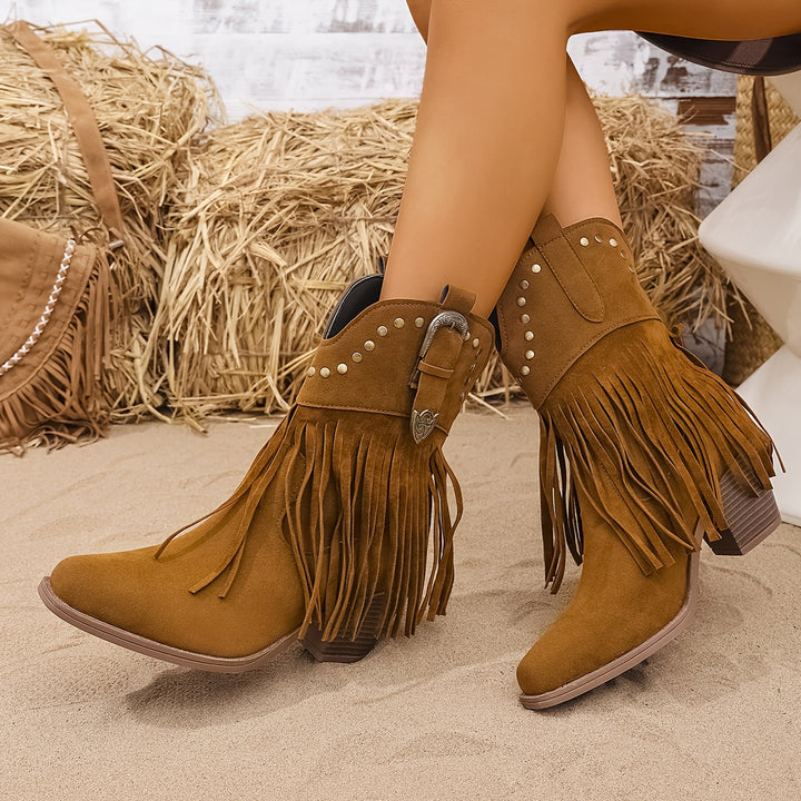 Macey - Vintage Rivet Design Ankle Boots