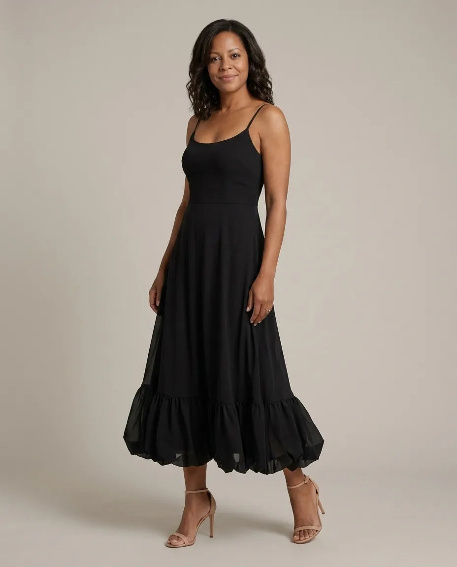 Eva | Elegant Flowing Dress — Black