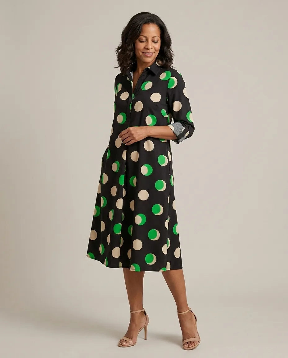 Naomi | Elegant Midi Dress — Black