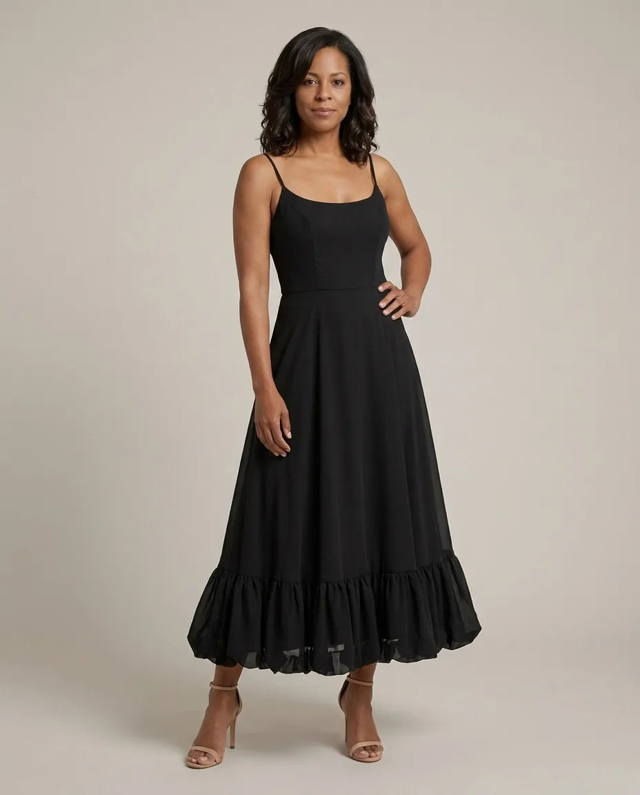 Eva | Elegant Flowing Dress — Black