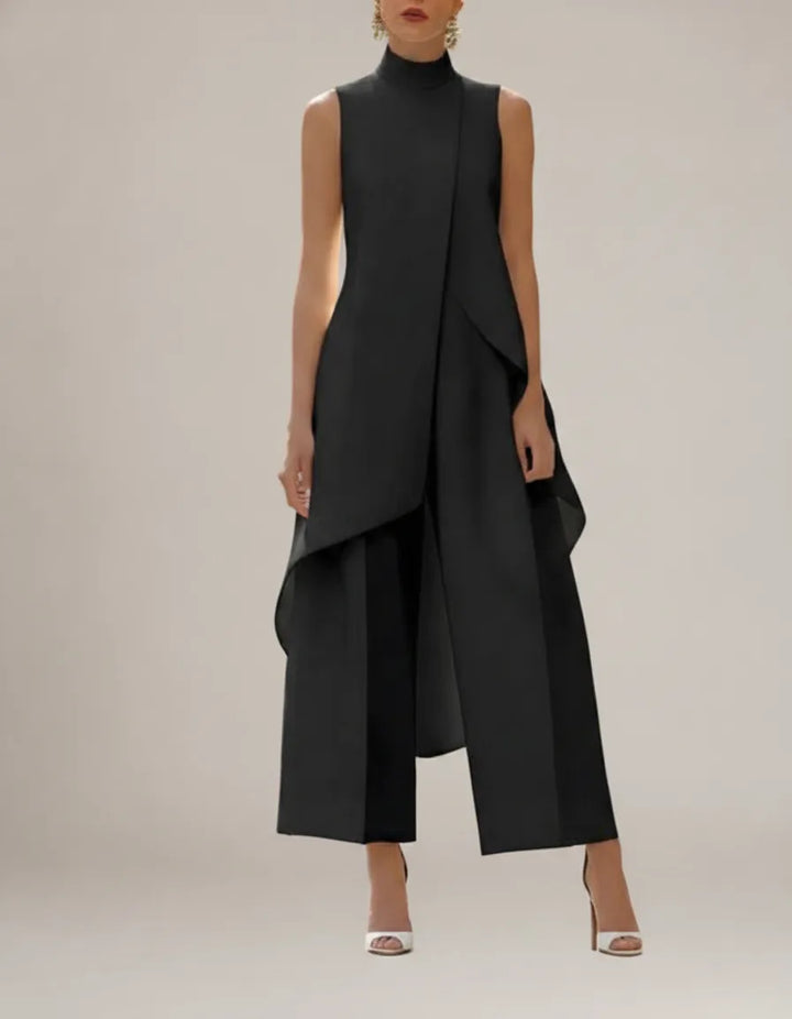 Viviana | Elegant Drop-Waist Jumpsuit — Black