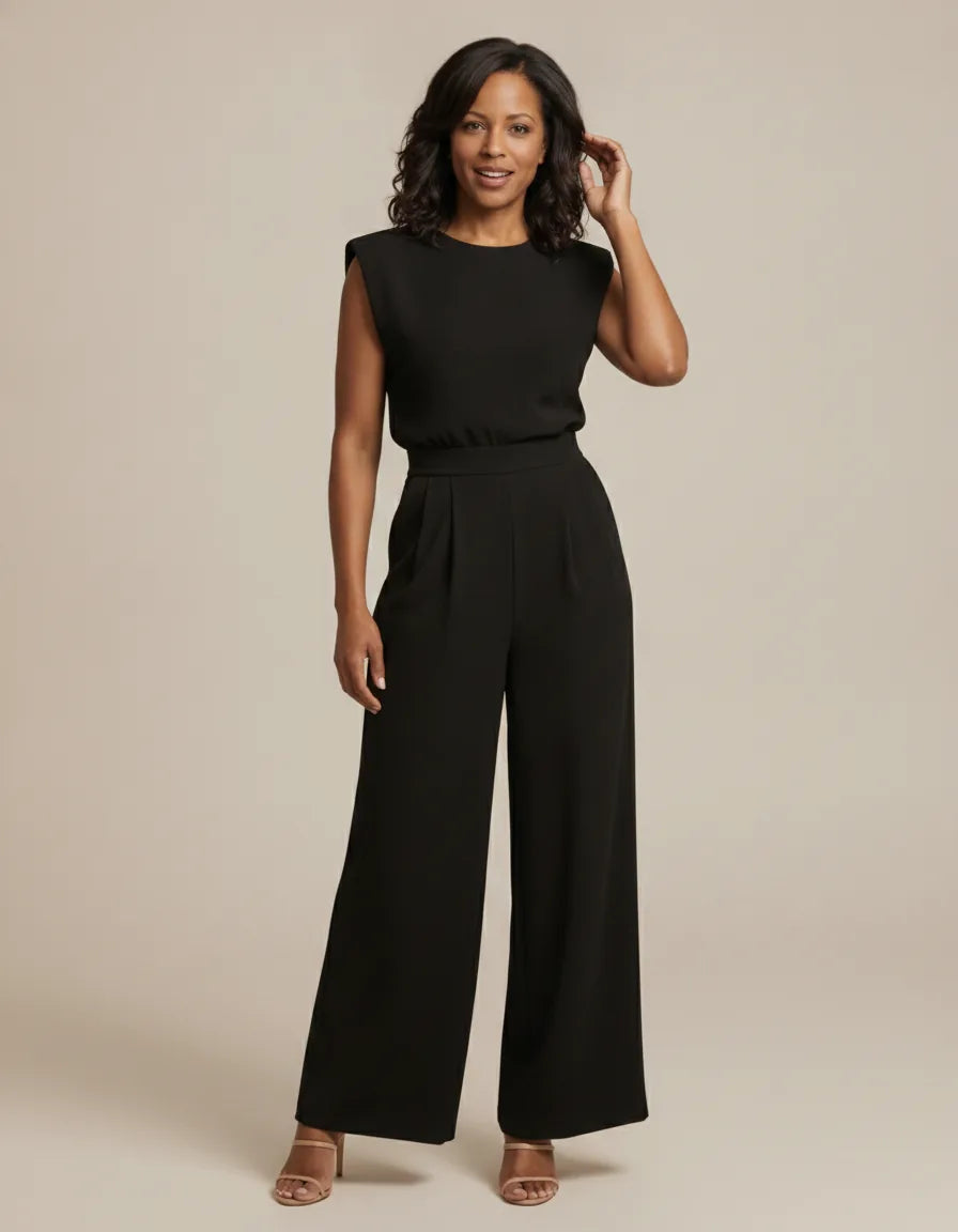 Effortless elegance and a flattering silhouette define the beautiful Clara Jumpsuit. — Black
