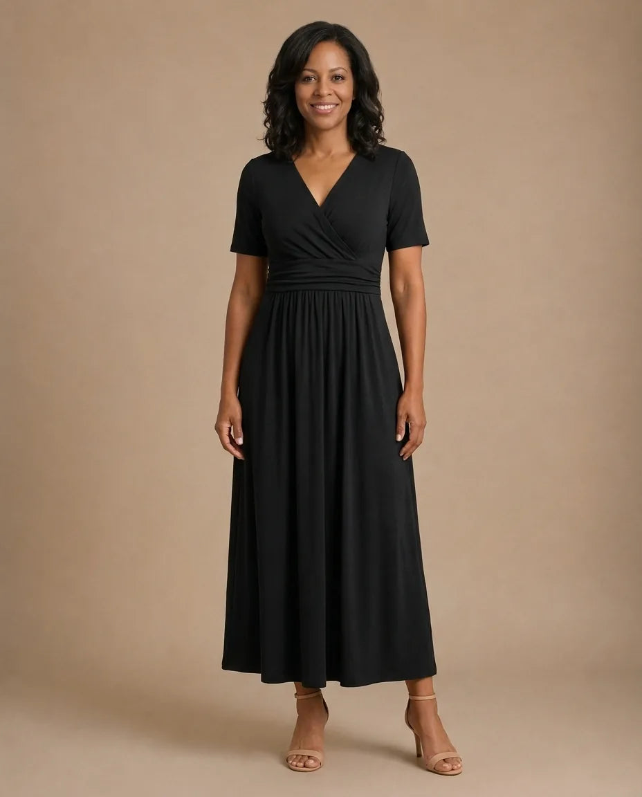 Angeli |  Elegant Midi Dress — Black