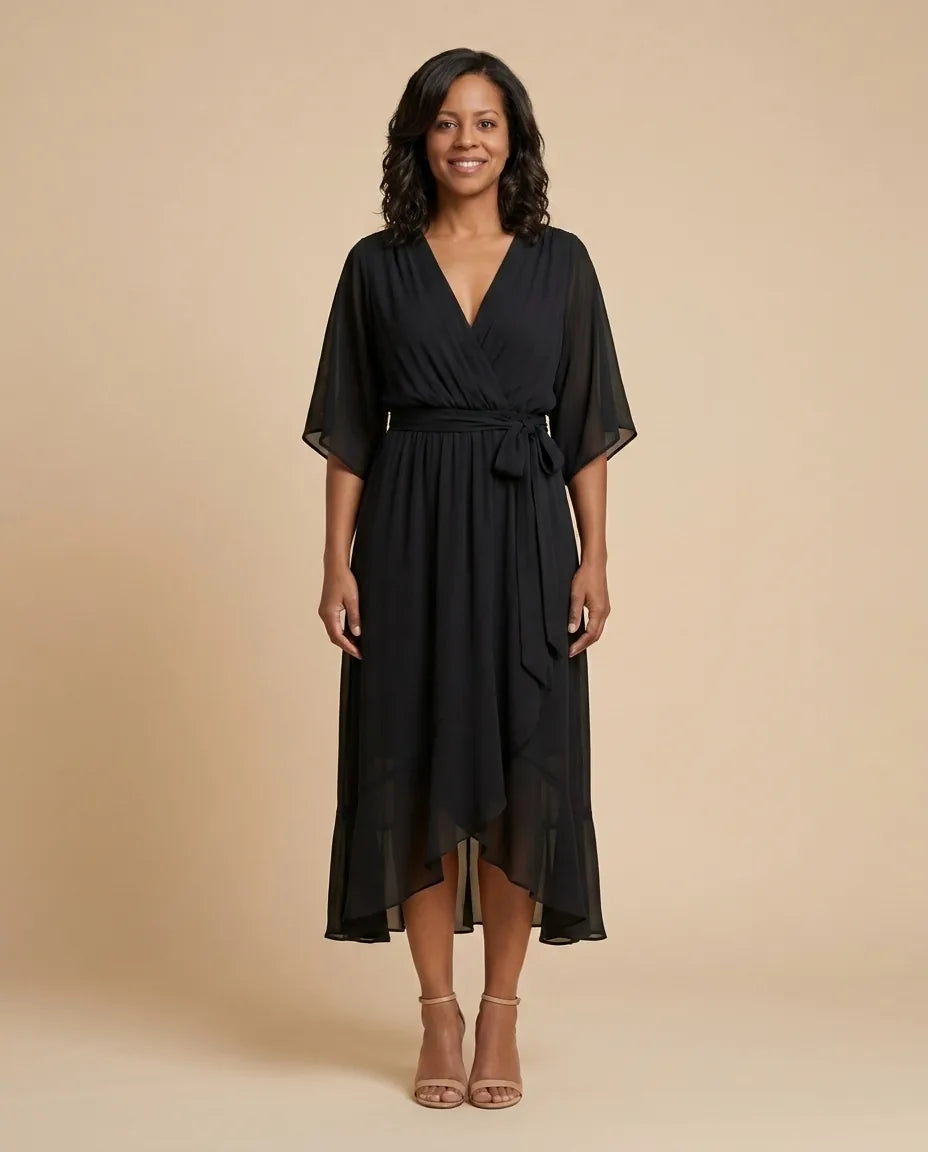 Monica | V-neck dress — Black