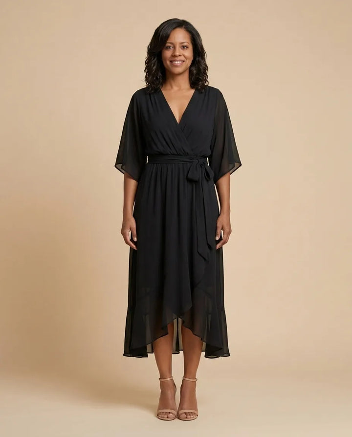 Monica | V-neck dress — Black