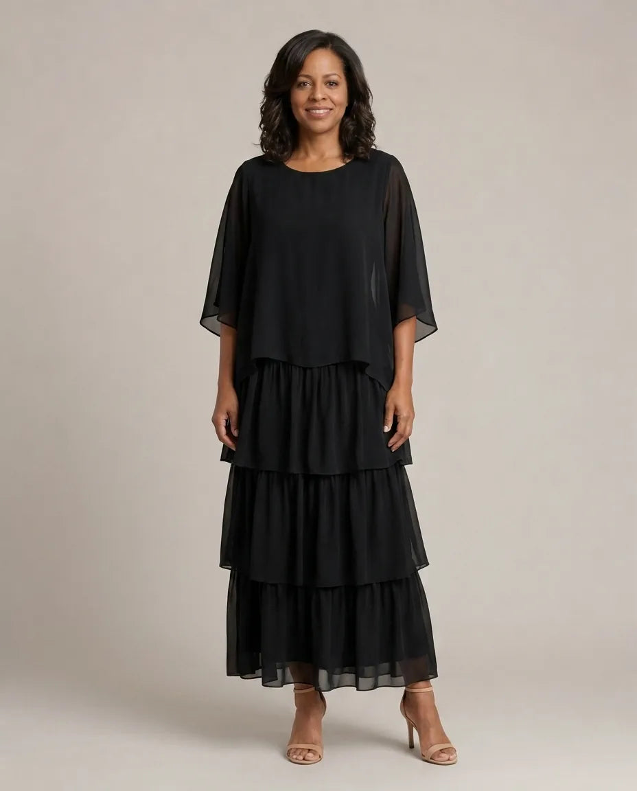 Lara | Elegant Flowing Maxi Dress — Black