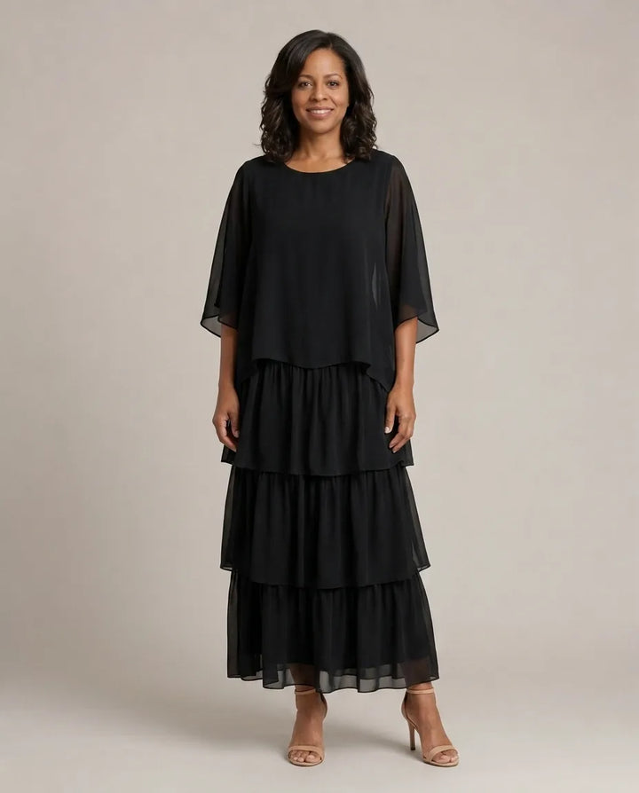 Lara | Elegant Flowing Maxi Dress — Black