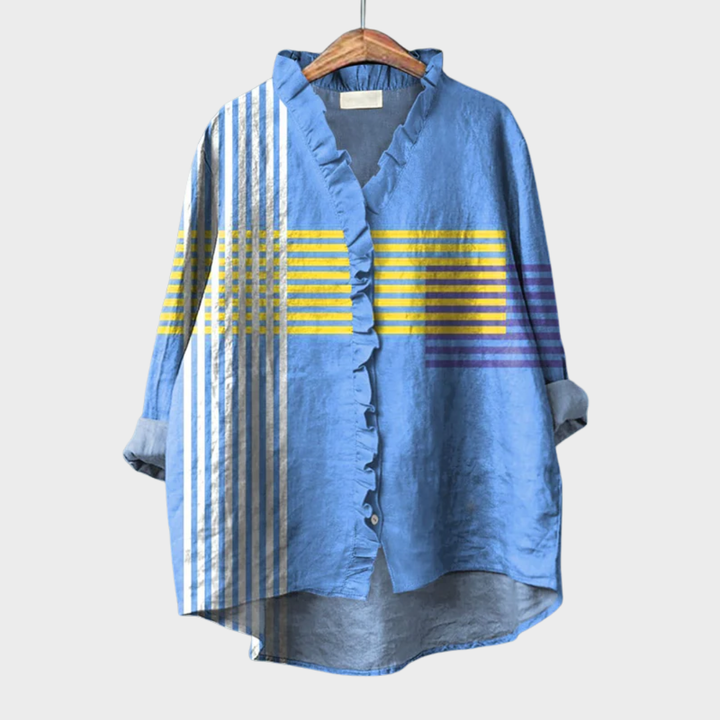 Tina | Elegant Linen Summer Blouse — product