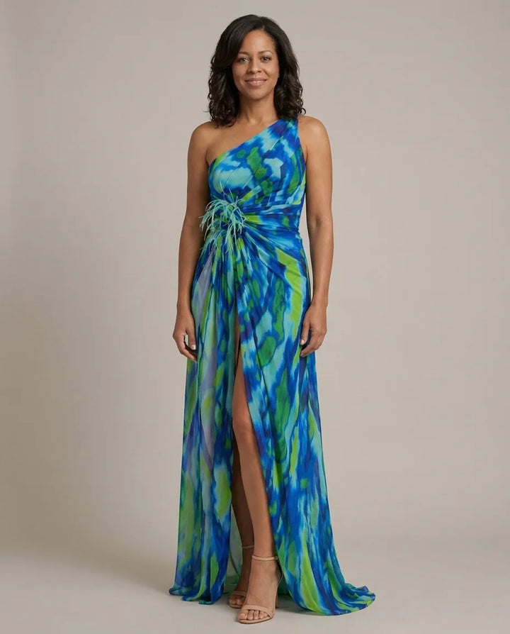 Cora | Vibrant Draped Dress — Blue