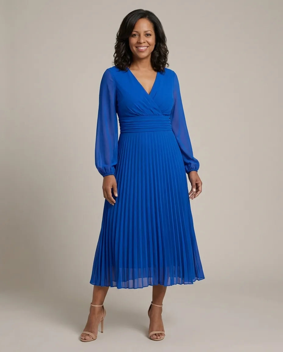 Amelia | Elegant Wrap Dress — Blue