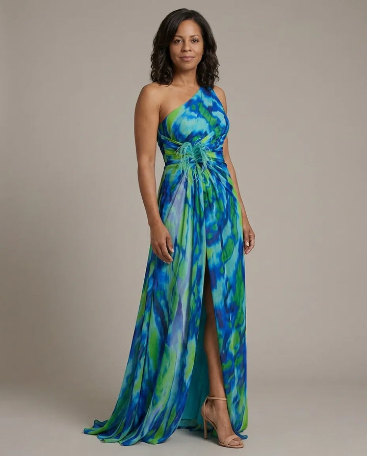 Cora | Vibrant Draped Dress — Blue