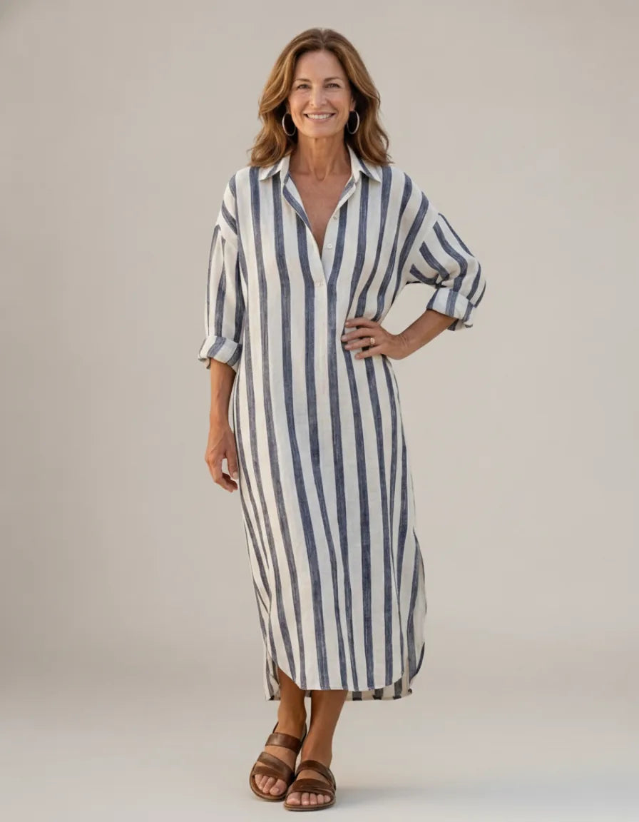 Naomi | Striped Dress — Blue