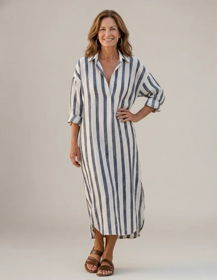 Naomi | Striped Dress — Blue