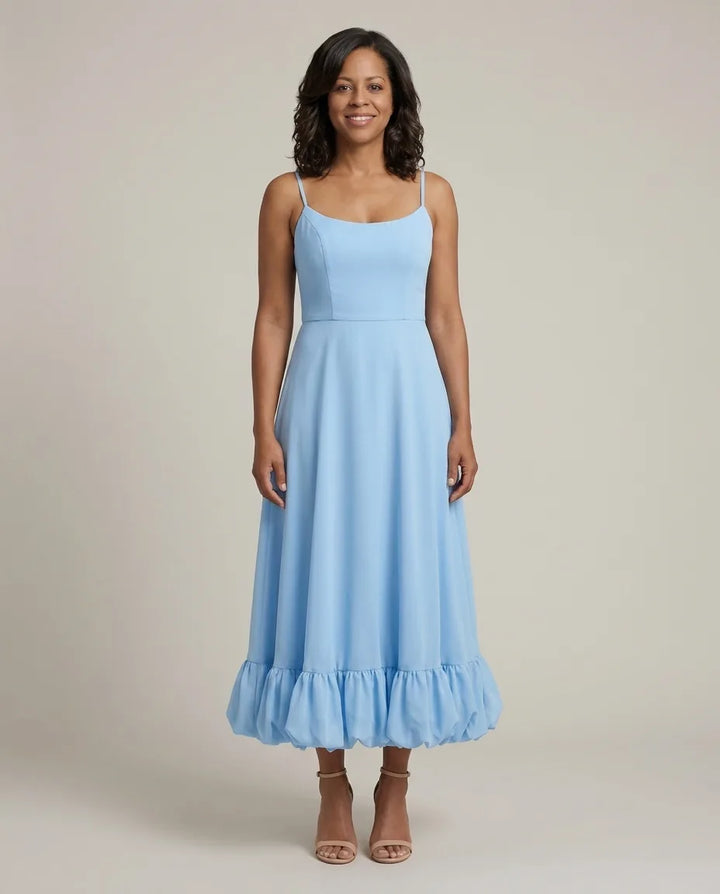 Eva | Elegant Flowing Dress — Blue