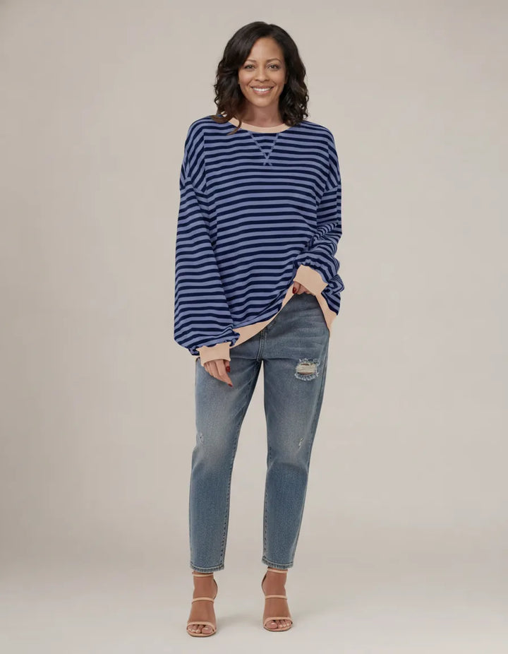 Luna | Striped Sweatshirt — Blue