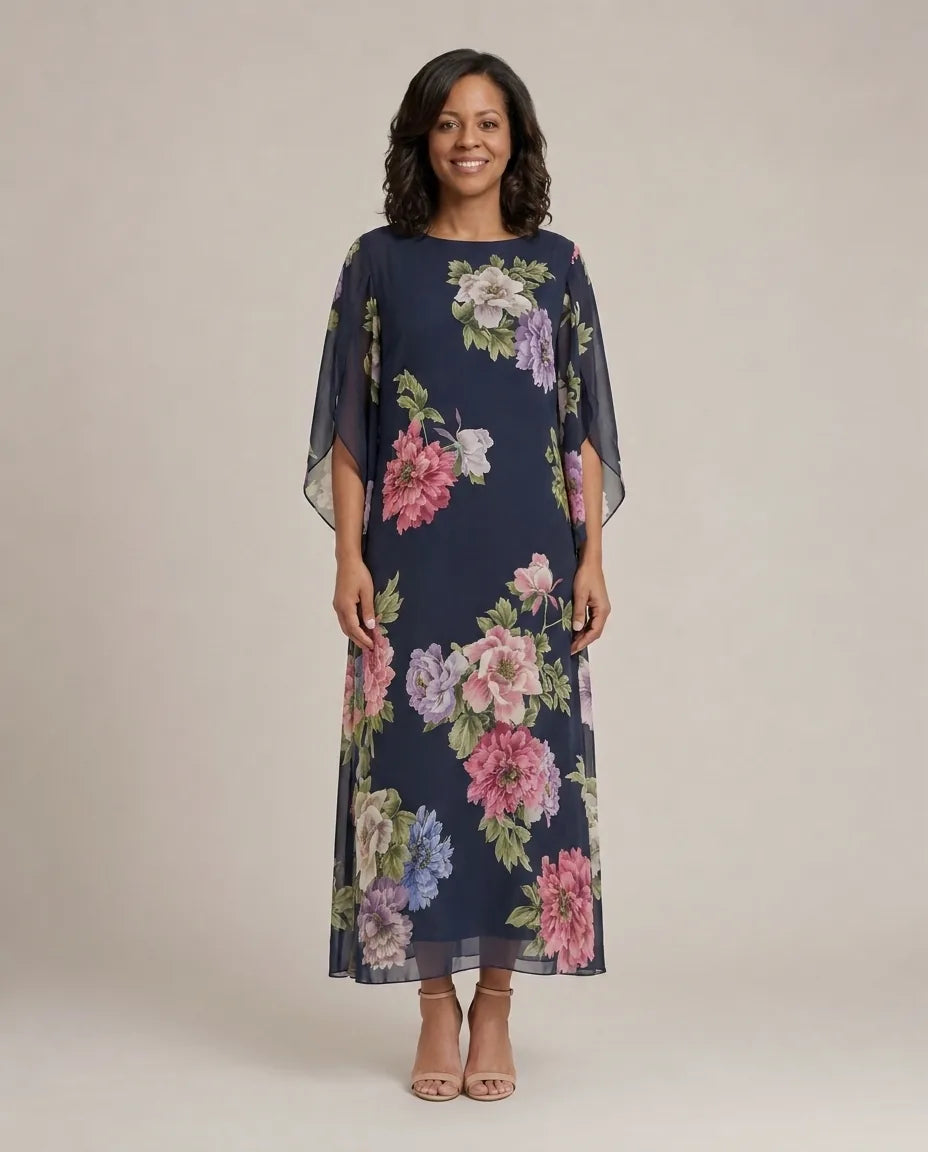 Elowen | Midnight Bloom Maxi Dress — Blue