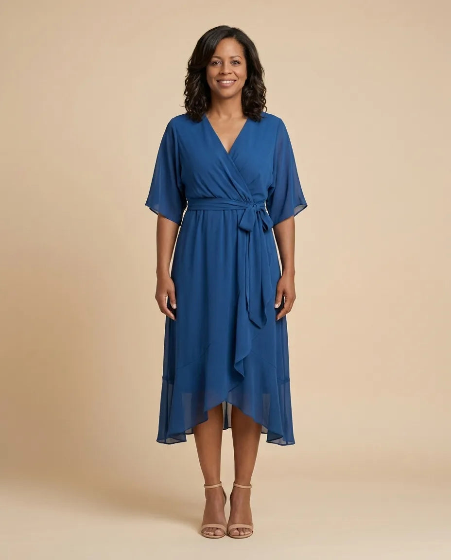 Monica | V-neck dress — Blue
