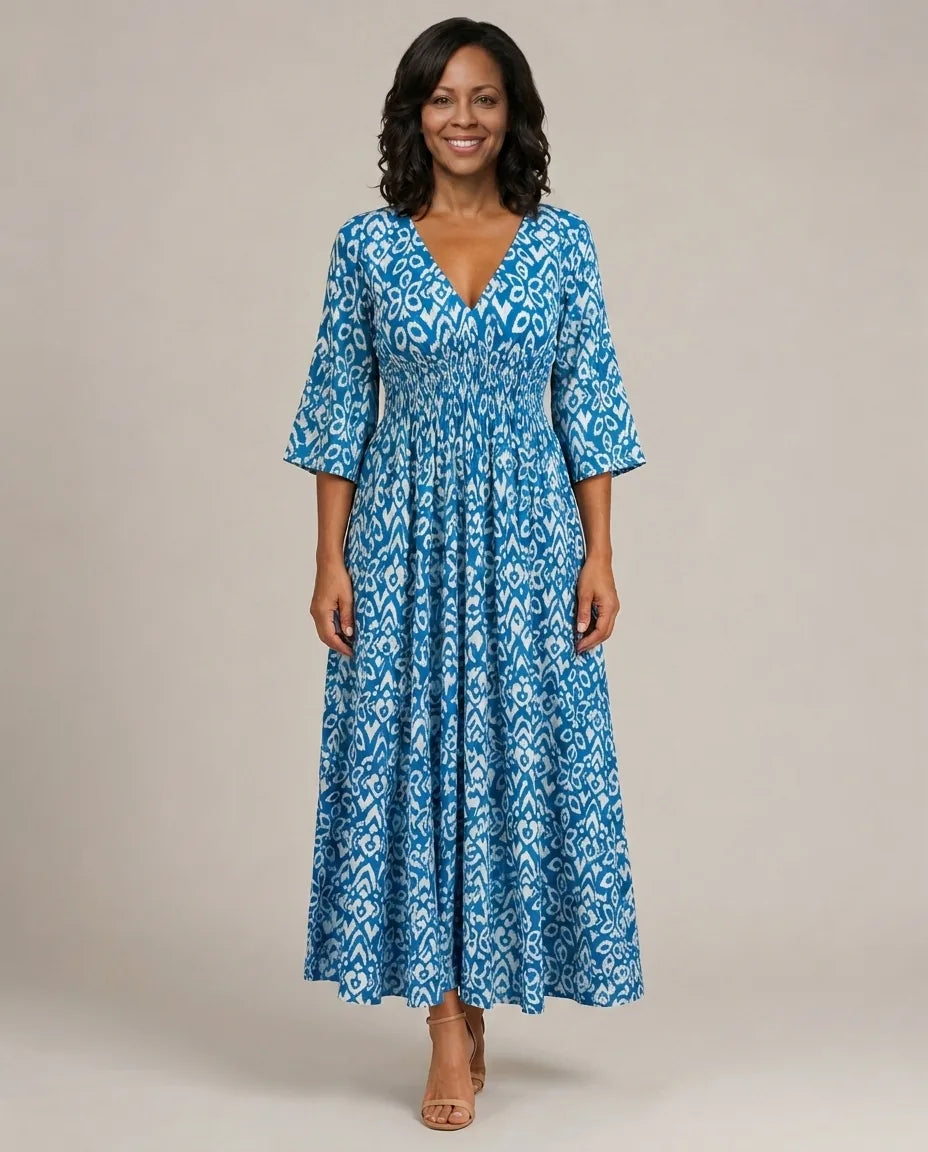 Althea | Bohemian Flow Midi Dress — Blue