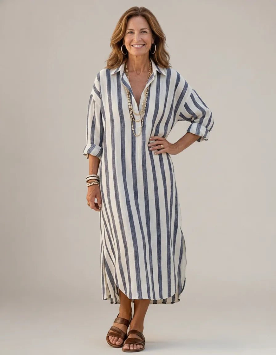 Naomi | Striped Dress — Blue