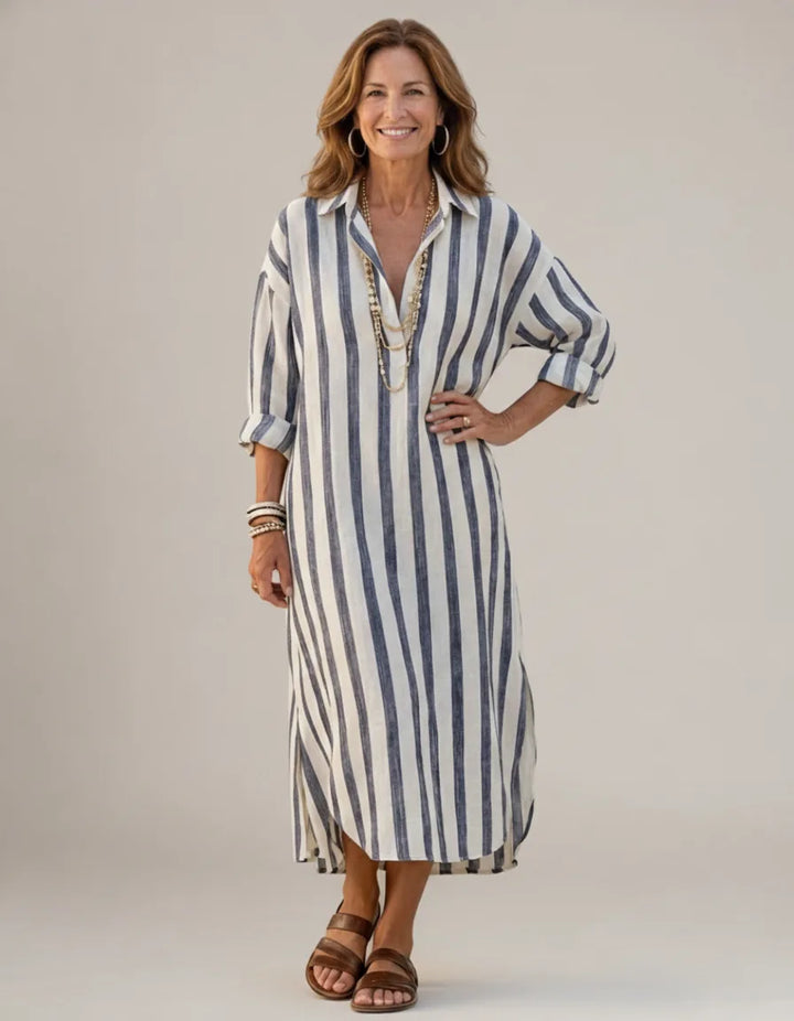 Naomi | Striped Dress — Blue