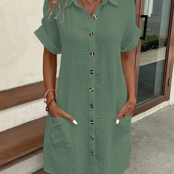 Amara | Elegant Solid Shirt Dress