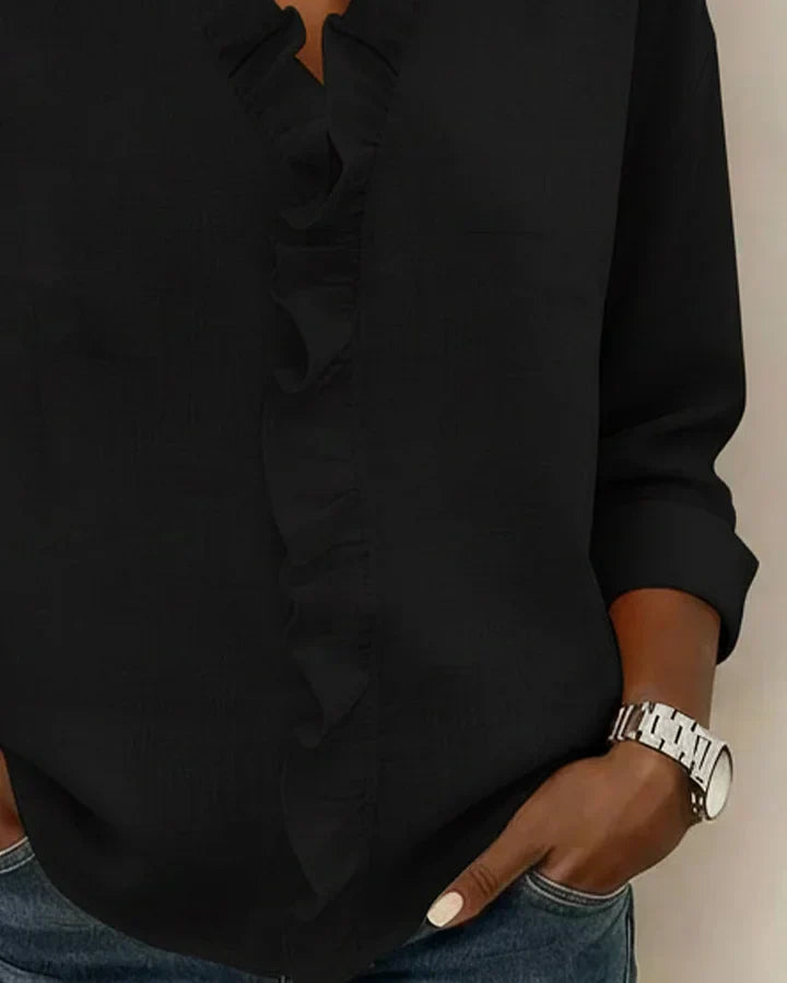 Aletta | Elegant and Flattering Ruffled Blouse with V-Neck