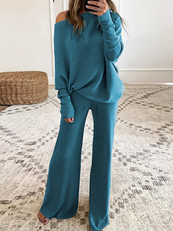 Chloe | Off-Shoulder Sweater Top with Pants Set