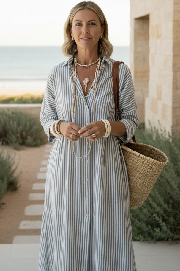 Elle | Stripped Dress Shirt - Effortless Comfort, Everyday Comfortbale