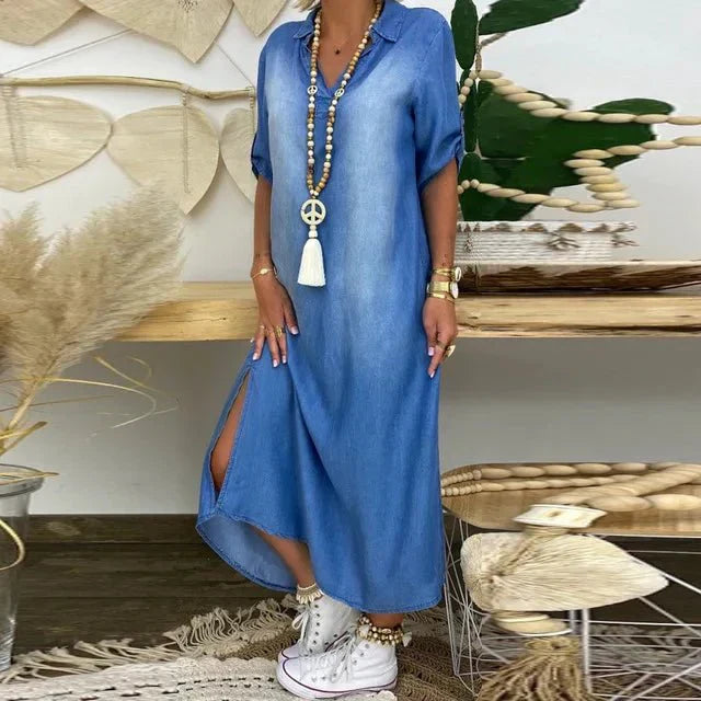 Gloria - Comfortable Denim Dress