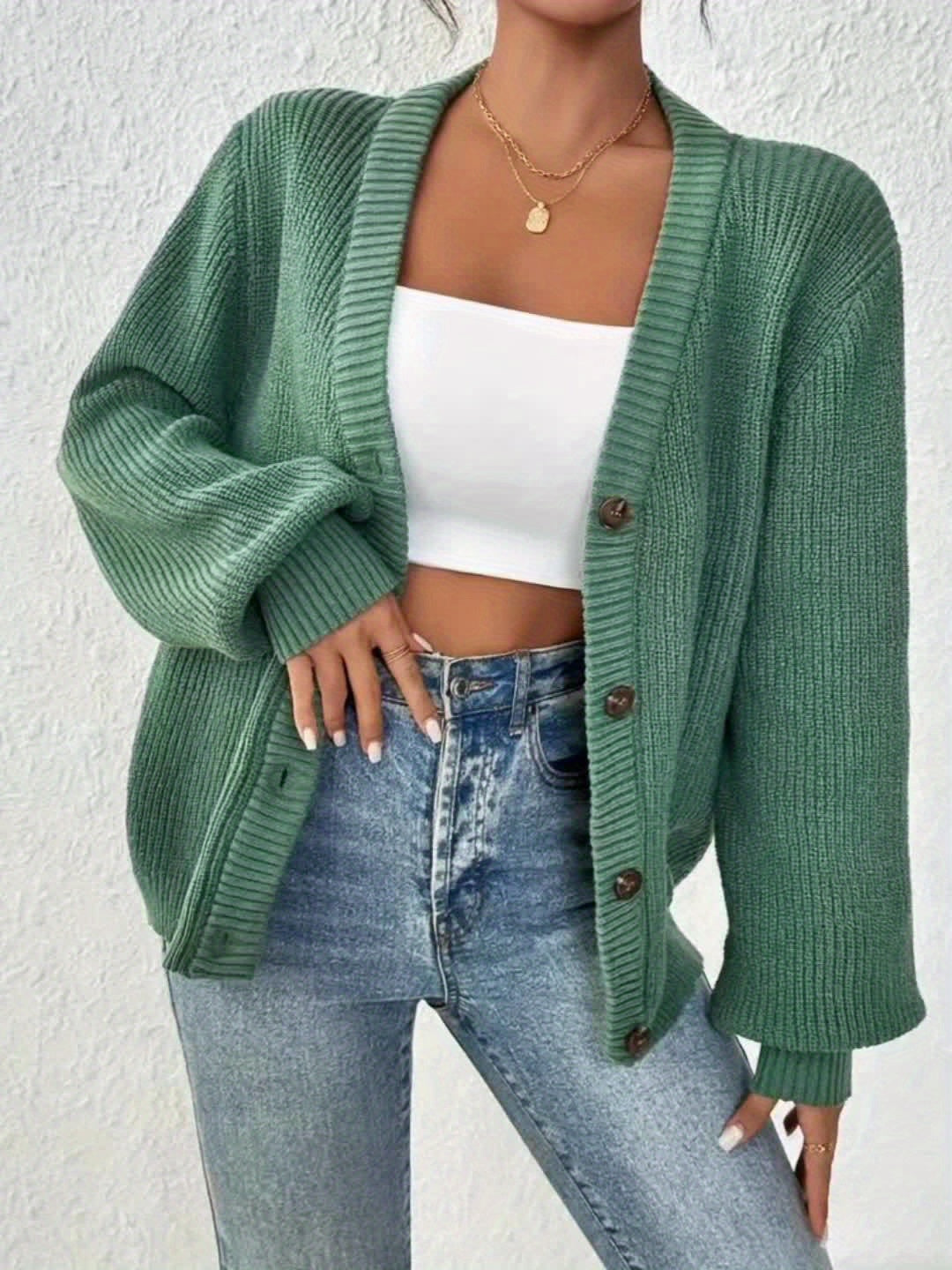 Hillary | Plain Color Front Button Cardigan