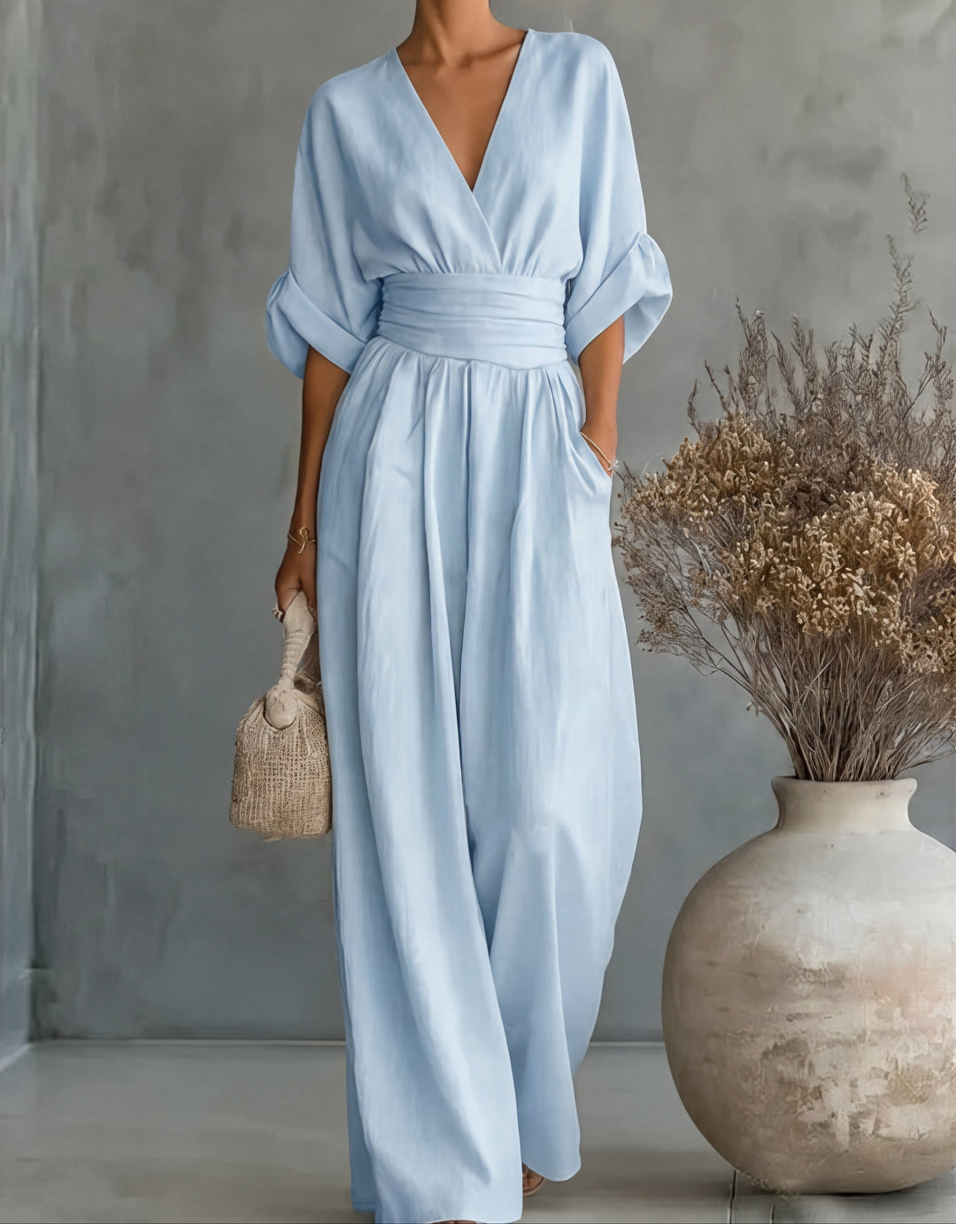 Brooklyn | Elegant V-Neck Wide-Leg Jumpsuit