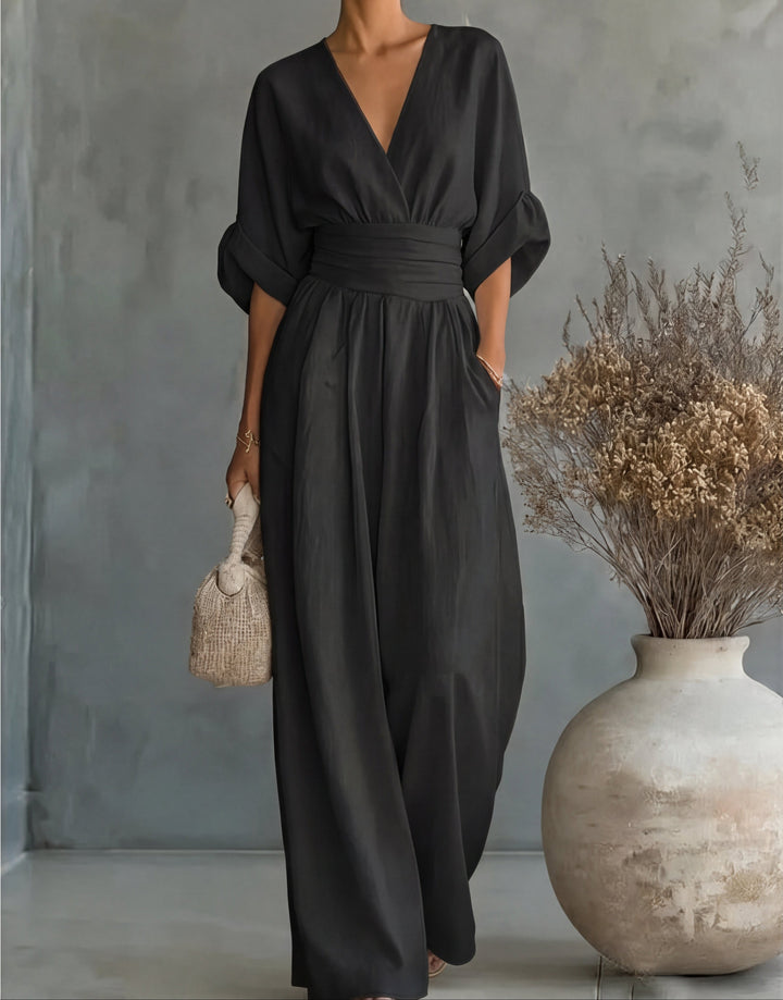 Brooklyn | Elegant V-Neck Wide-Leg Jumpsuit