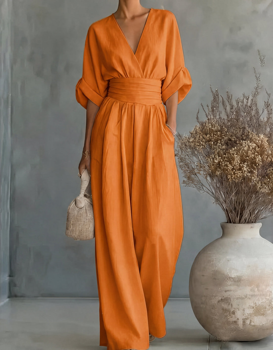 Brooklyn | Elegant V-Neck Wide-Leg Jumpsuit