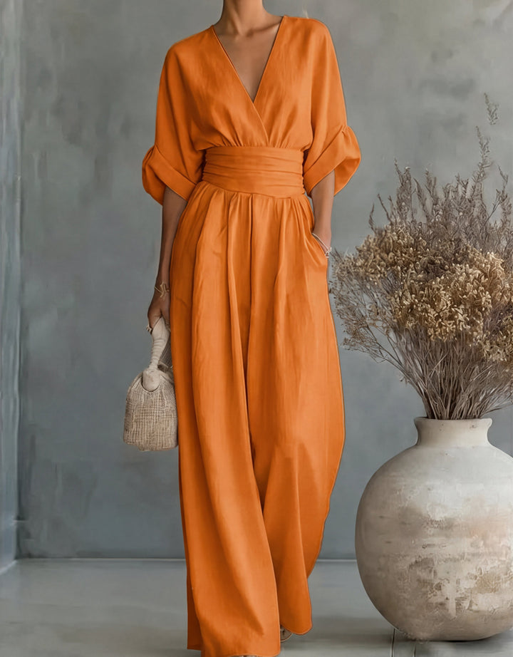 Brooklyn | Elegant V-Neck Wide-Leg Jumpsuit